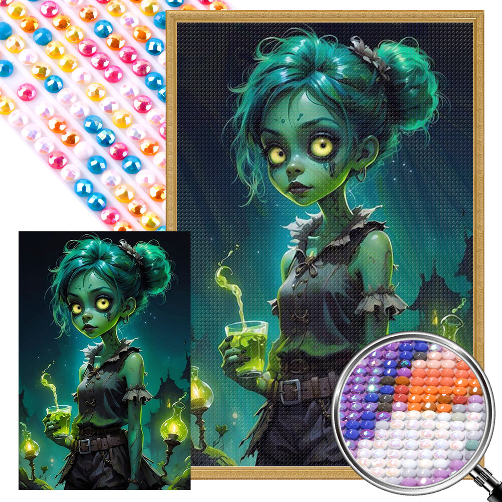 AB Diamond Painting - Full Round - zombie girl (40*60CM)
