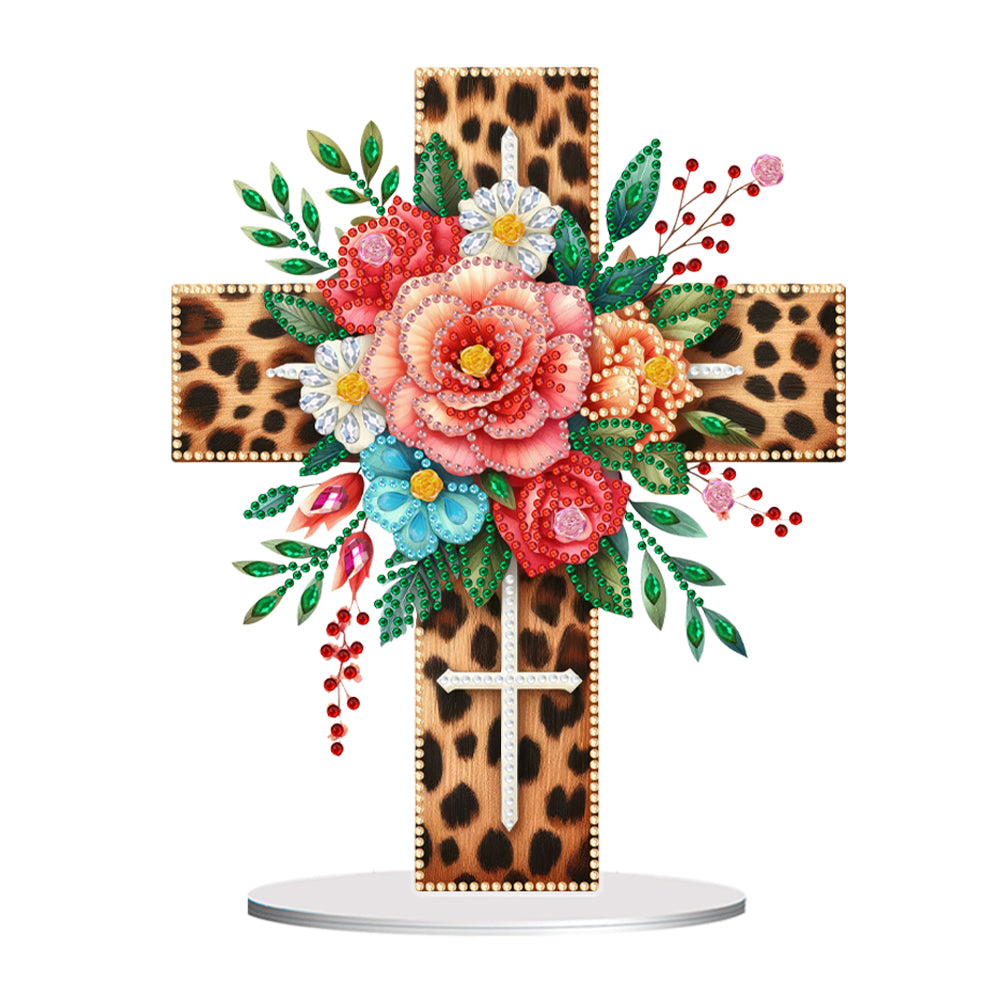 Special Shape Flower Cross Diamond Painting Desktop Ornaments Kit for Home Decor
