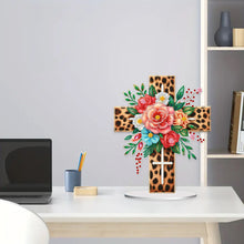 Load image into Gallery viewer, Special Shape Flower Cross Diamond Painting Desktop Ornaments Kit for Home Decor
