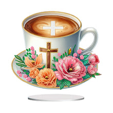 Load image into Gallery viewer, Special Shape Flower Coffee Cross Diamond Painting Desktop Ornaments Kit

