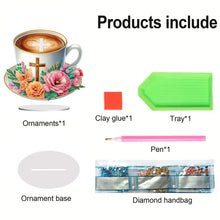 Load image into Gallery viewer, Special Shape Flower Coffee Cross Diamond Painting Desktop Ornaments Kit
