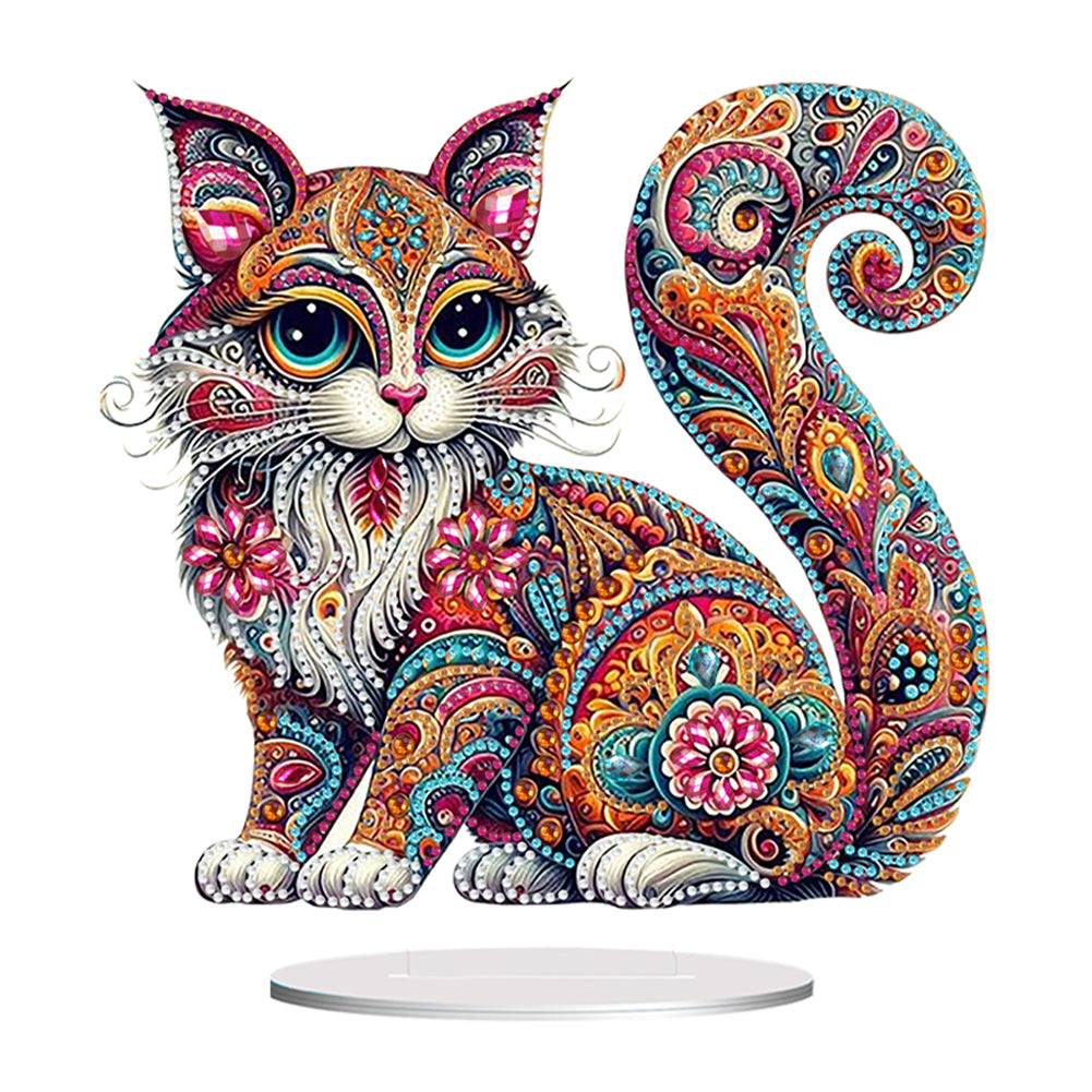 Double Sided Special Shape Cat Desktop Diamond Art Kits for Home Office Decor