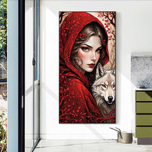 Load image into Gallery viewer, Diamond Painting - Full Round - Fantasy retro girl and wolf (40*75CM)
