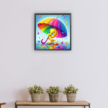 Load image into Gallery viewer, Diamond Painting - Full Round - Little yellow duck with rainbow umbrella (30*30CM)
