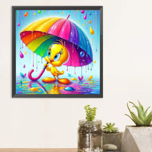 Load image into Gallery viewer, Diamond Painting - Full Round - Little yellow duck with rainbow umbrella (30*30CM)

