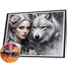 Load image into Gallery viewer, Diamond Painting - Full Round - girl and wolf (50*40CM)
