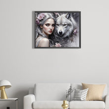 Load image into Gallery viewer, Diamond Painting - Full Round - girl and wolf (50*40CM)
