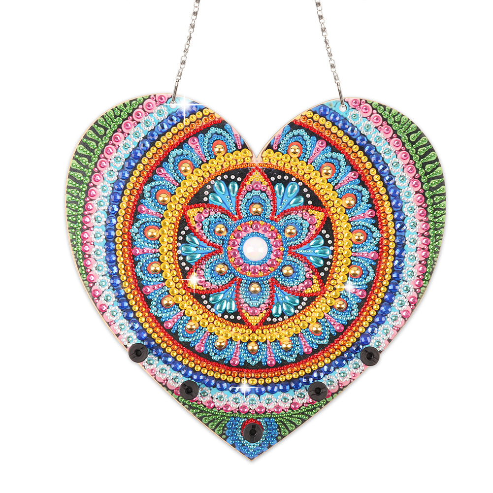 Wooden Special Shaped Heart DIY Diamond Painting Hanging Rack for Garden Decor