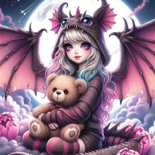 Load image into Gallery viewer, Diamond Painting - Full Round - dinosaur girl (50*50CM)
