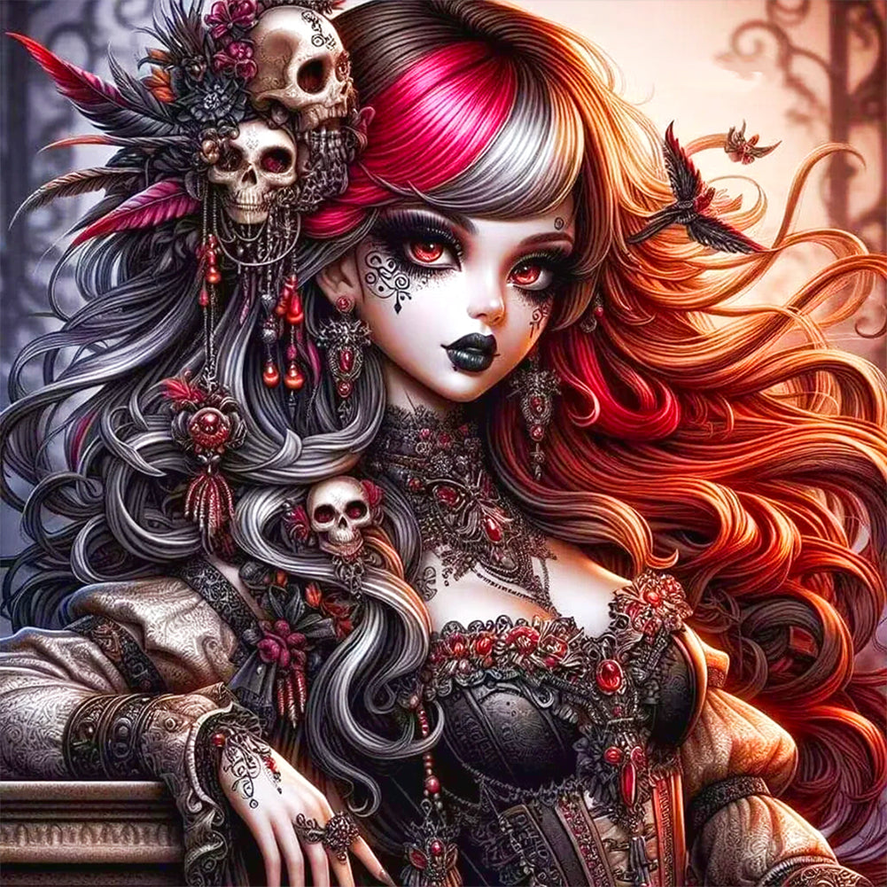 Diamond Painting - Full Round - Gothic cool girl (50*50CM)