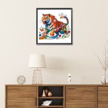 Load image into Gallery viewer, Diamond Painting - Partial Special Shaped - tiger and flower (30*30CM)
