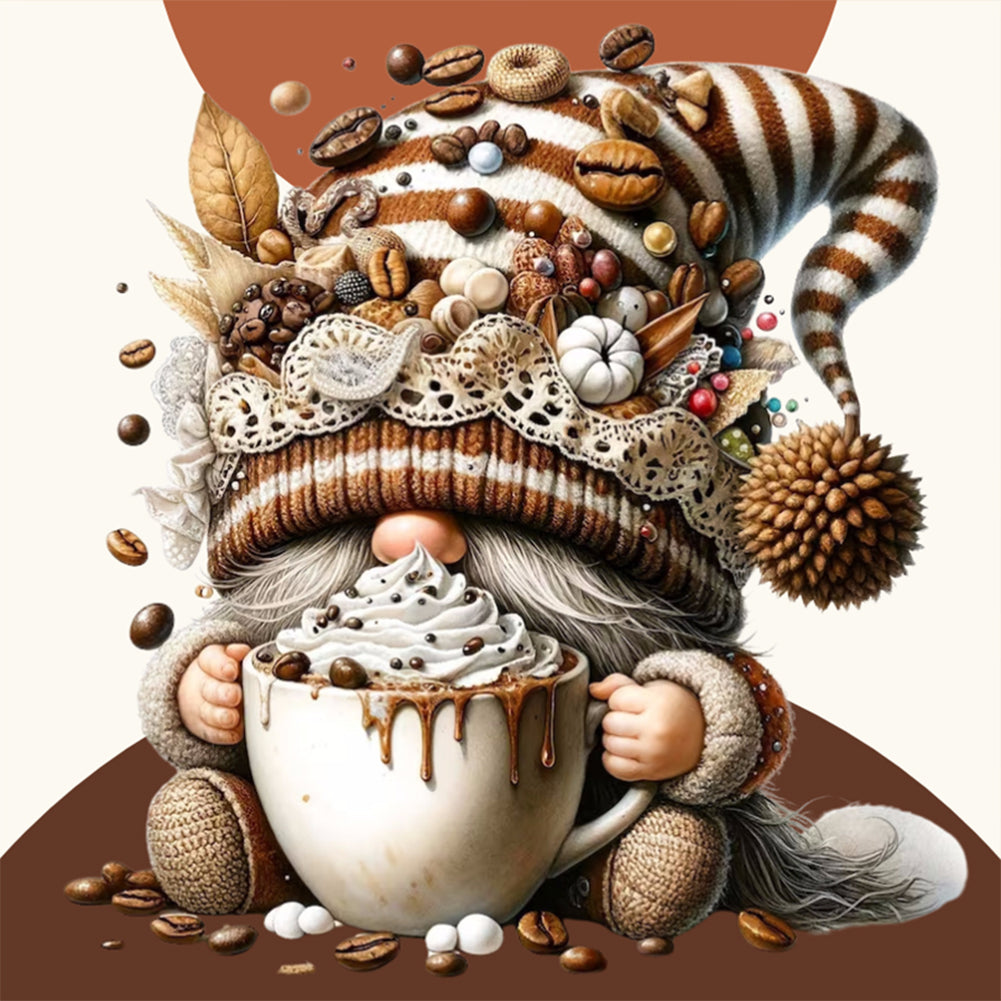 Diamond Painting - Full Round - Chocolate Ice Cream Coffee Gnome (30*30CM)