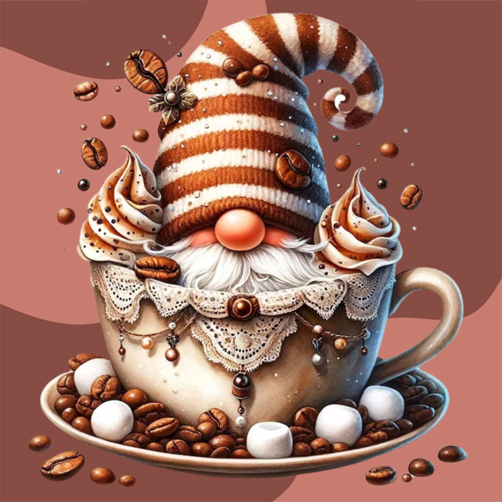 Diamond Painting - Full Round - Chocolate Ice Cream Coffee Gnome (30*30CM)