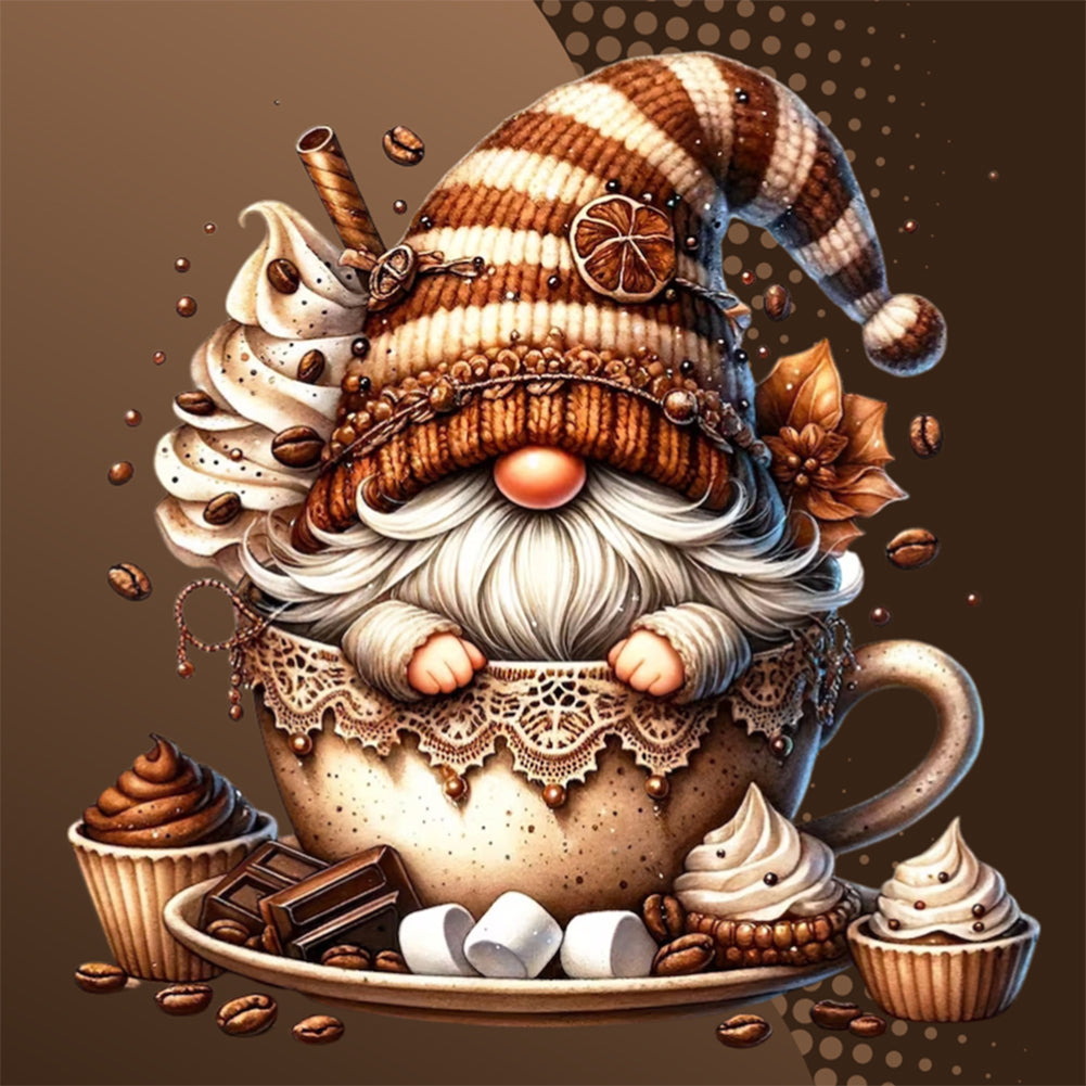Diamond Painting - Full Round - Chocolate Ice Cream Coffee Gnome (30*30CM)