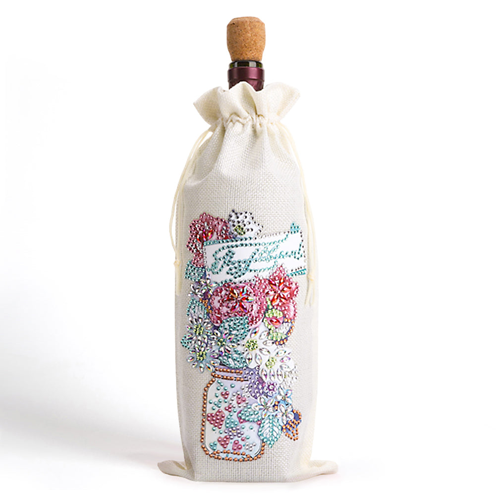 Flower Animal Diamond Art Wine Bottle Bags Covers DIY Diamond Painting Wine Bags