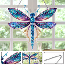 Load image into Gallery viewer, Dragonfly Rhinestone Diamond Painting Art Pendants for Garden Window Decor
