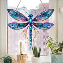 Load image into Gallery viewer, Dragonfly Rhinestone Diamond Painting Art Pendants for Garden Window Decor
