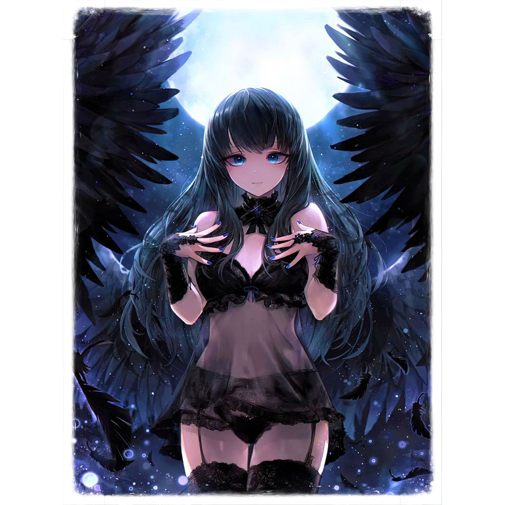 Diamond Painting - Full Round - Moonlight Wings Girl Cartoon Series (30*40CM)