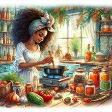 Load image into Gallery viewer, Diamond Painting - Full Round - chef girl (40*40CM)
