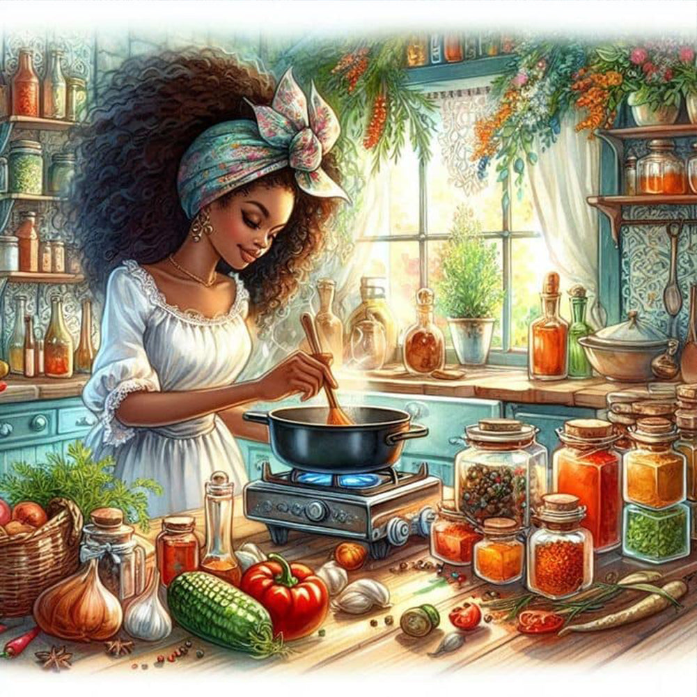 Diamond Painting - Full Round - chef girl (40*40CM)