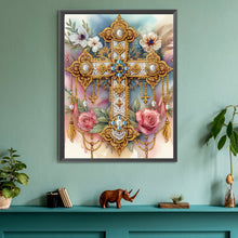Load image into Gallery viewer, Diamond Painting - Partial Special Shaped - cross and flowers (30*30CM)
