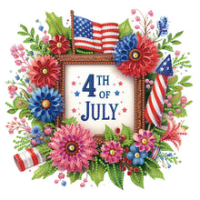 Load image into Gallery viewer, Diamond Painting - Partial Special Shaped - Independence day flag and flowers (30*30CM)

