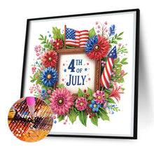 Load image into Gallery viewer, Diamond Painting - Partial Special Shaped - Independence day flag and flowers (30*30CM)
