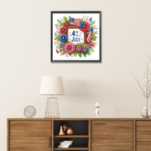 Load image into Gallery viewer, Diamond Painting - Partial Special Shaped - Independence day flag and flowers (30*30CM)
