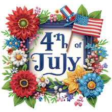 Load image into Gallery viewer, Diamond Painting - Partial Special Shaped - Independence day flag and flowers (30*30CM)
