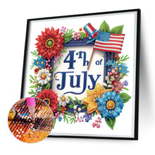 Load image into Gallery viewer, Diamond Painting - Partial Special Shaped - Independence day flag and flowers (30*30CM)
