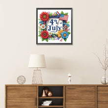 Load image into Gallery viewer, Diamond Painting - Partial Special Shaped - Independence day flag and flowers (30*30CM)
