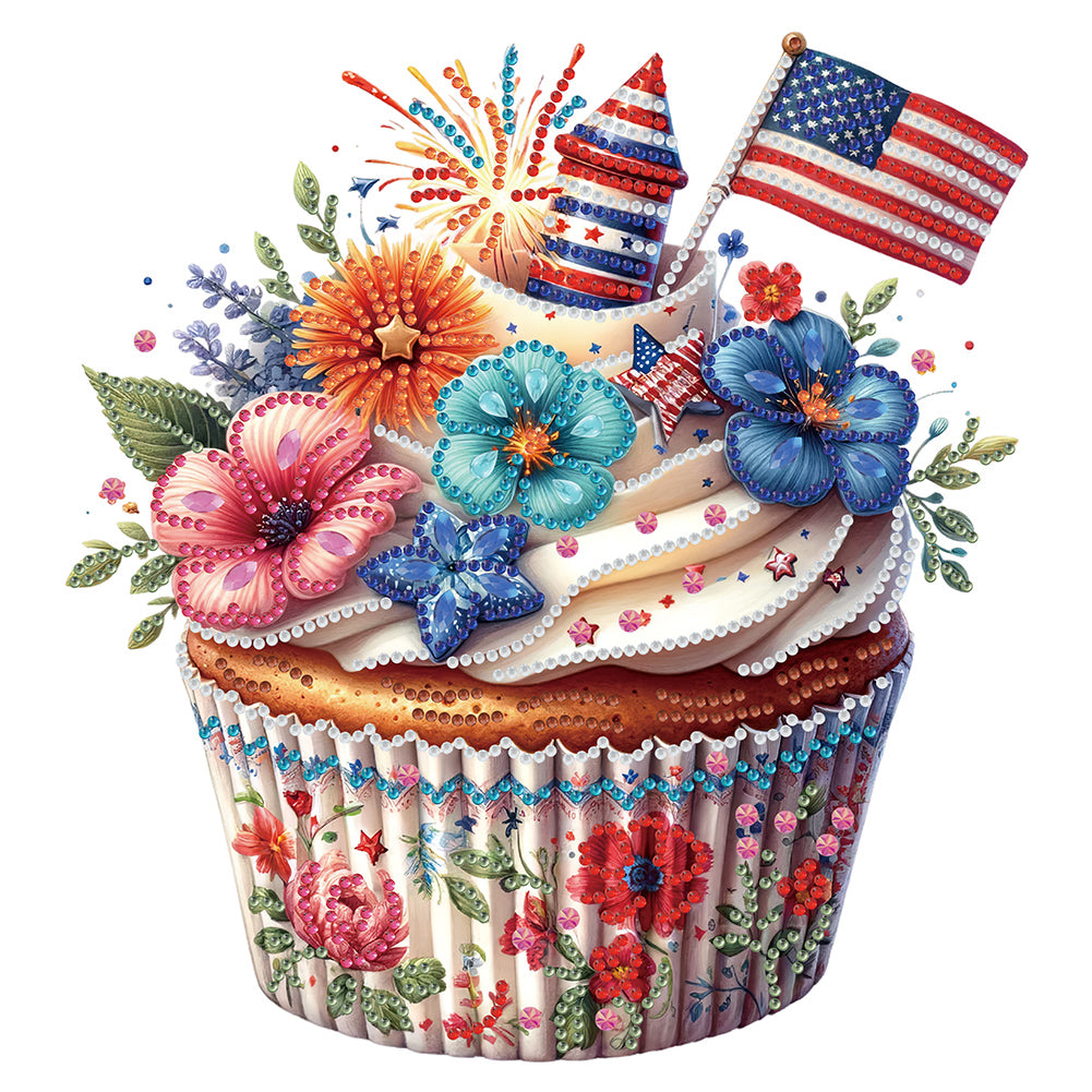 Diamond Painting - Partial Special Shaped - Independence day cake (30*30CM)