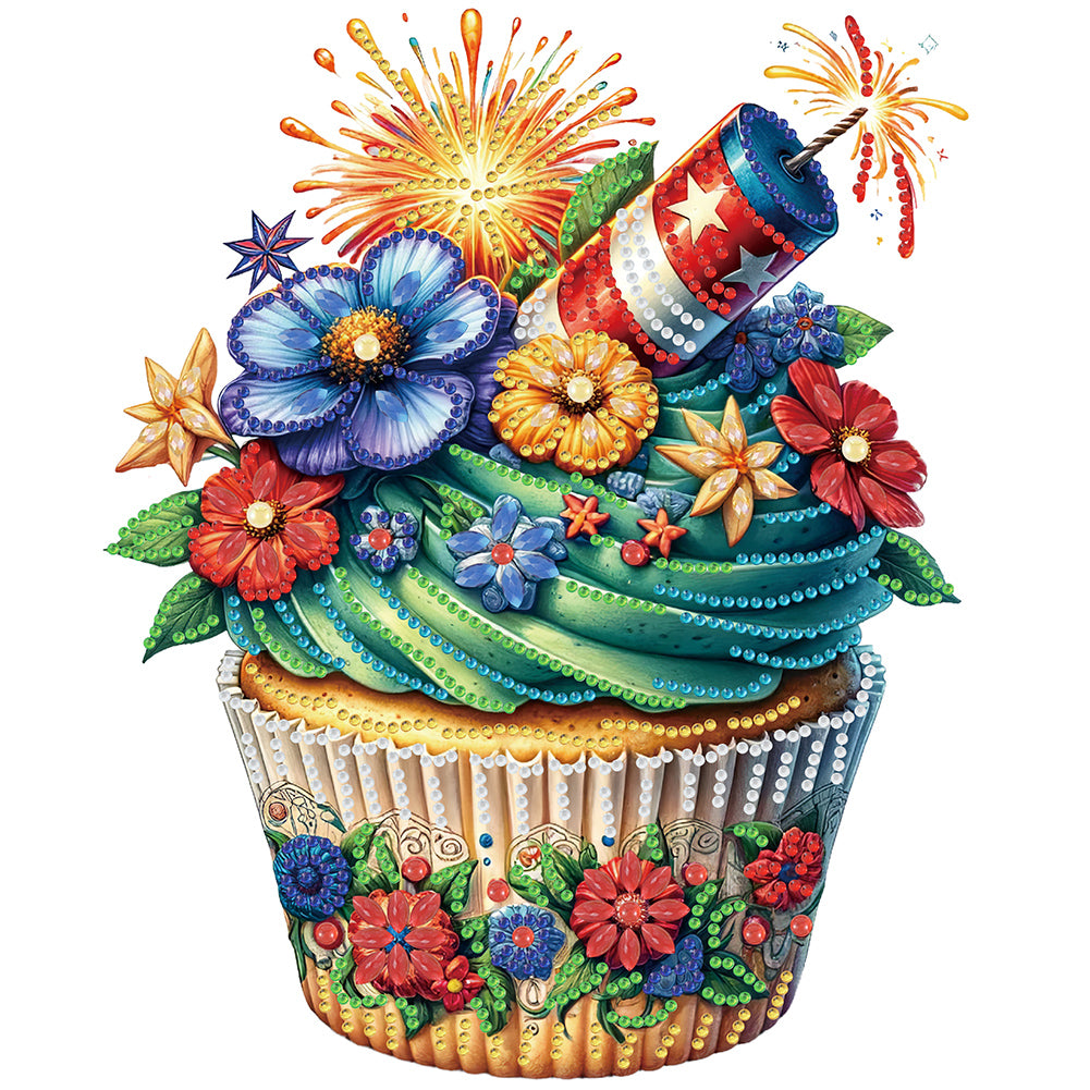 Diamond Painting - Partial Special Shaped - Independence day cake (30*30CM)