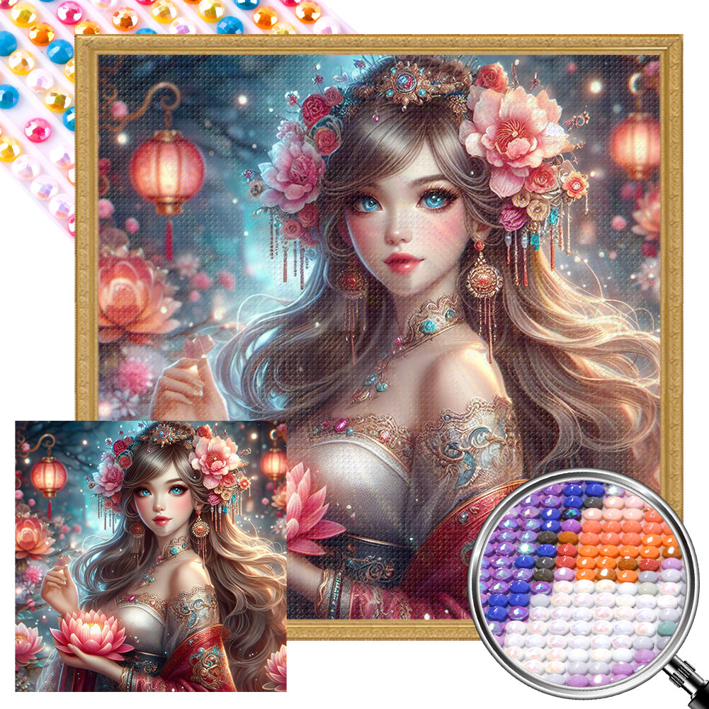 AB Diamond Painting - Full Round - Ancient costume girl (40*40CM)