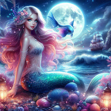 Load image into Gallery viewer, AB Diamond Painting - Full Round - Mermaid girl under the moon (40*40CM)
