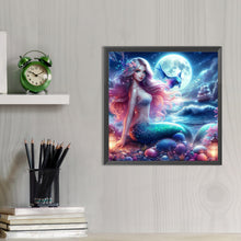 Load image into Gallery viewer, AB Diamond Painting - Full Round - Mermaid girl under the moon (40*40CM)
