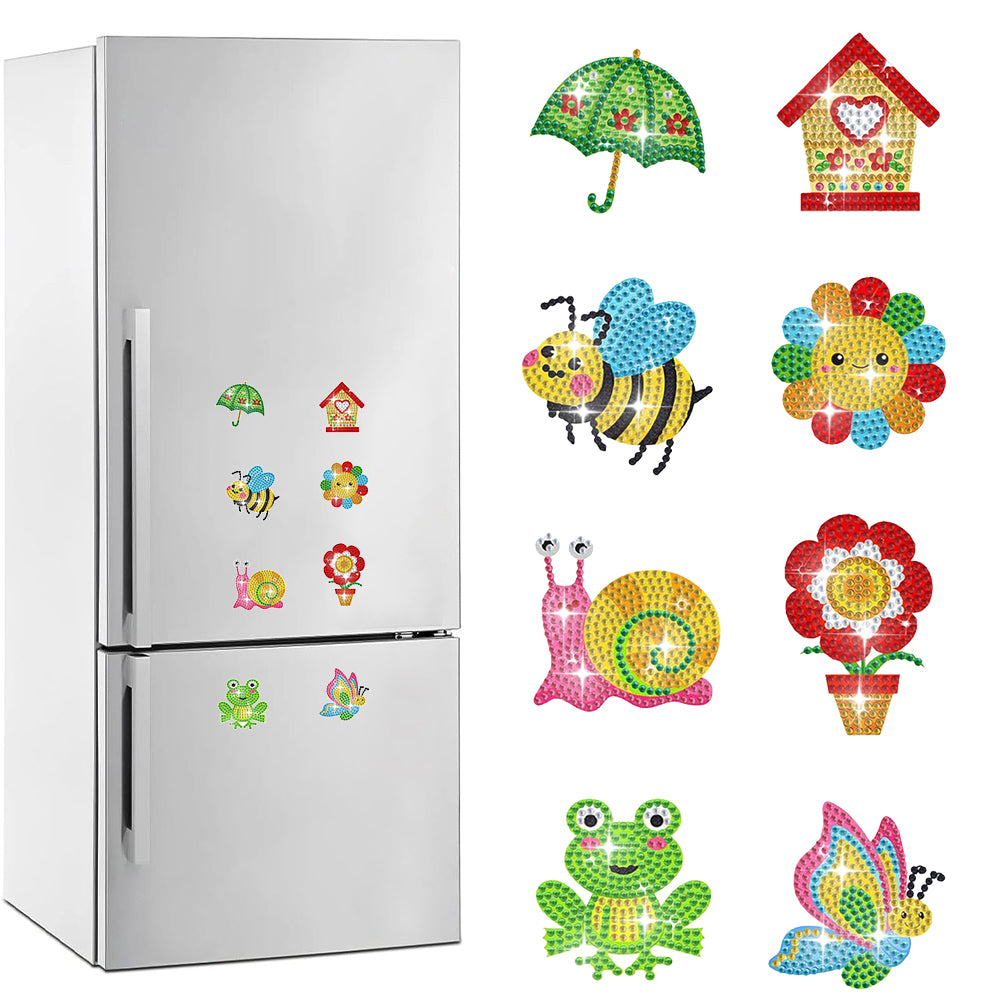 8Pcs Special Shaped Garden Diamond Painting Fridge Magnet Fridge Stickers