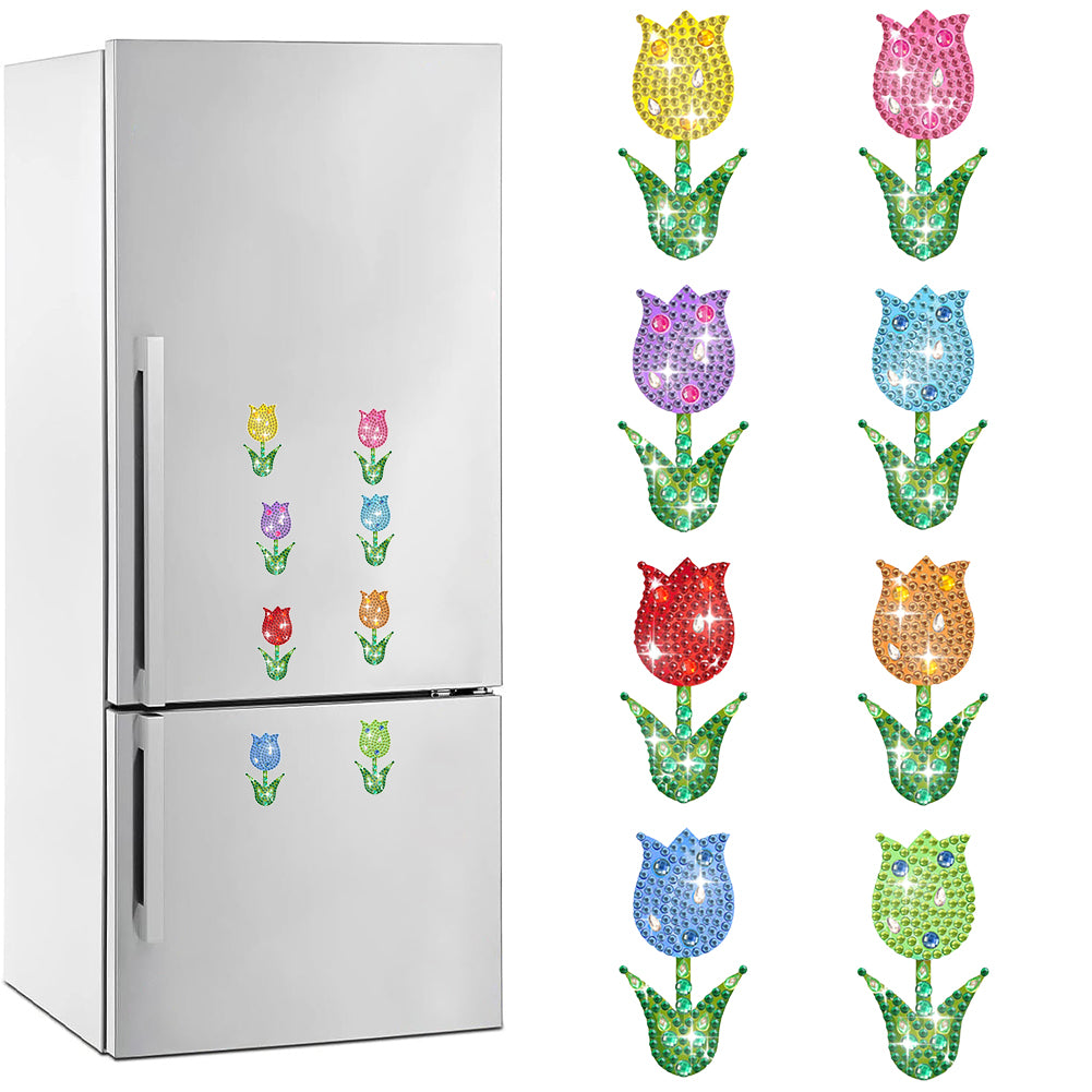 8Pcs Special Shaped Tulips Diamond Painting Fridge Magnet Fridge Stickers