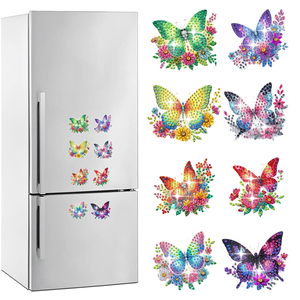 8Pcs Special Shaped Butterfly Diamond Painting Fridge Magnet Fridge Stickers