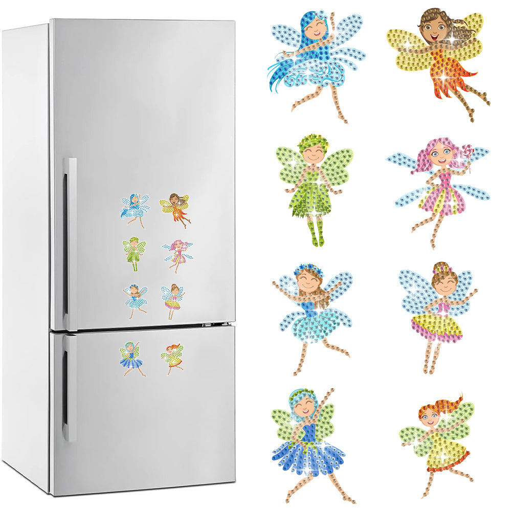 8Pcs Special Shaped Little Fairy Diamond Painting Fridge Magnet Fridge Stickers