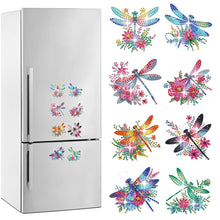 Load image into Gallery viewer, 8Pcs Special Shaped Dragonfly Diamond Painting Fridge Magnet Fridge Stickers
