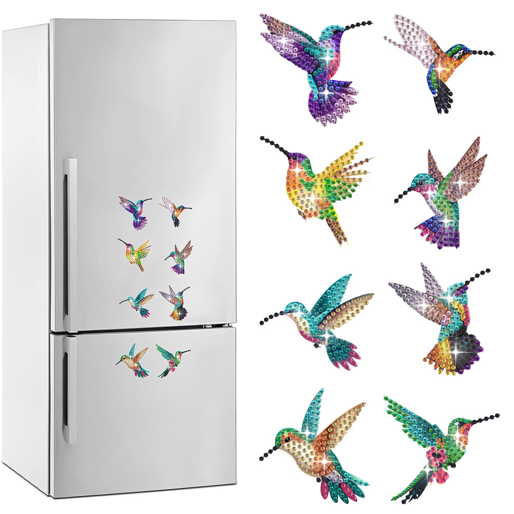 8Pcs Special Shaped Hummingbird Diamond Painting Fridge Magnet Fridge Stickers