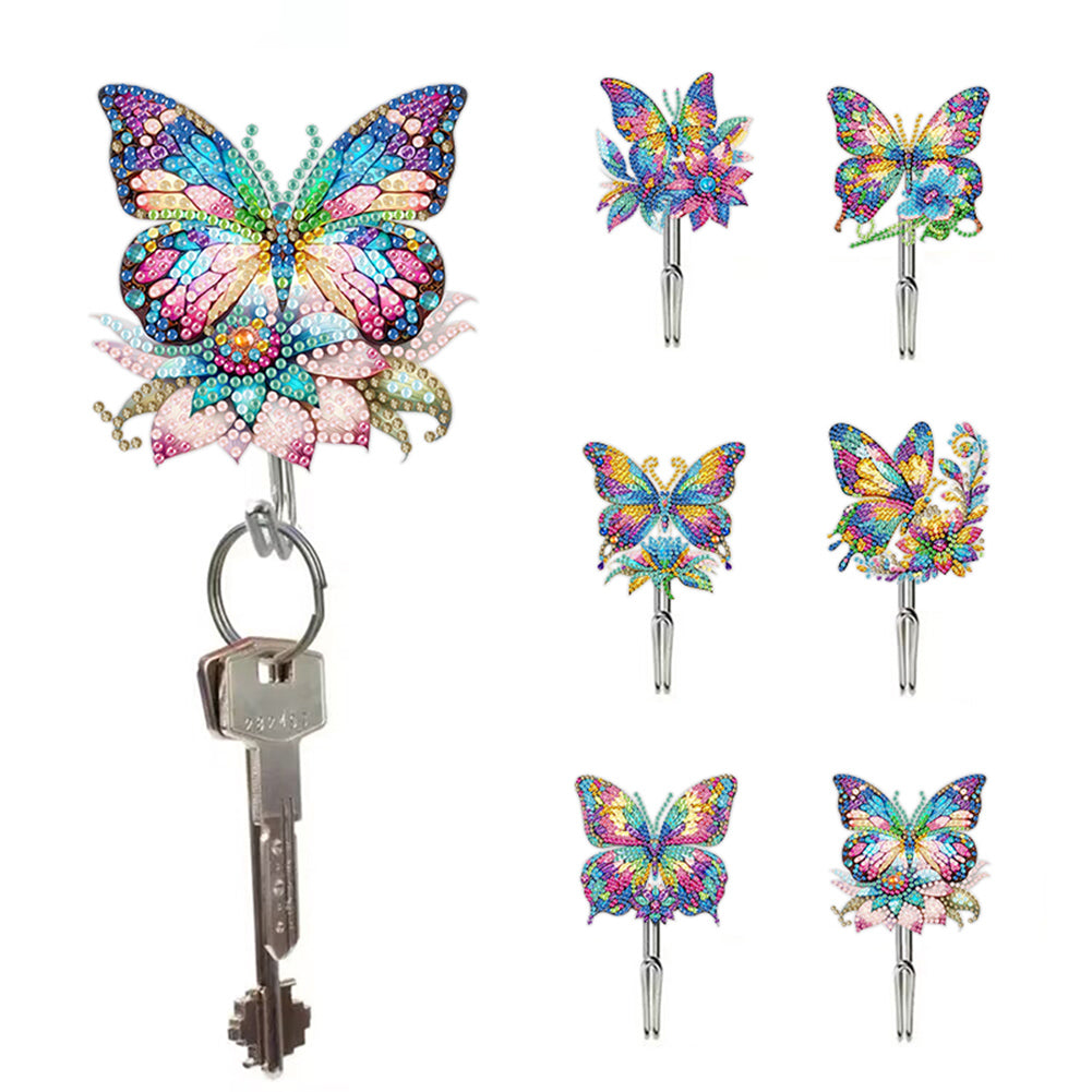 6Pcs Acrylic Animal Flower Diamond Art Hanging Hooks Diamond Painting Art Hooks