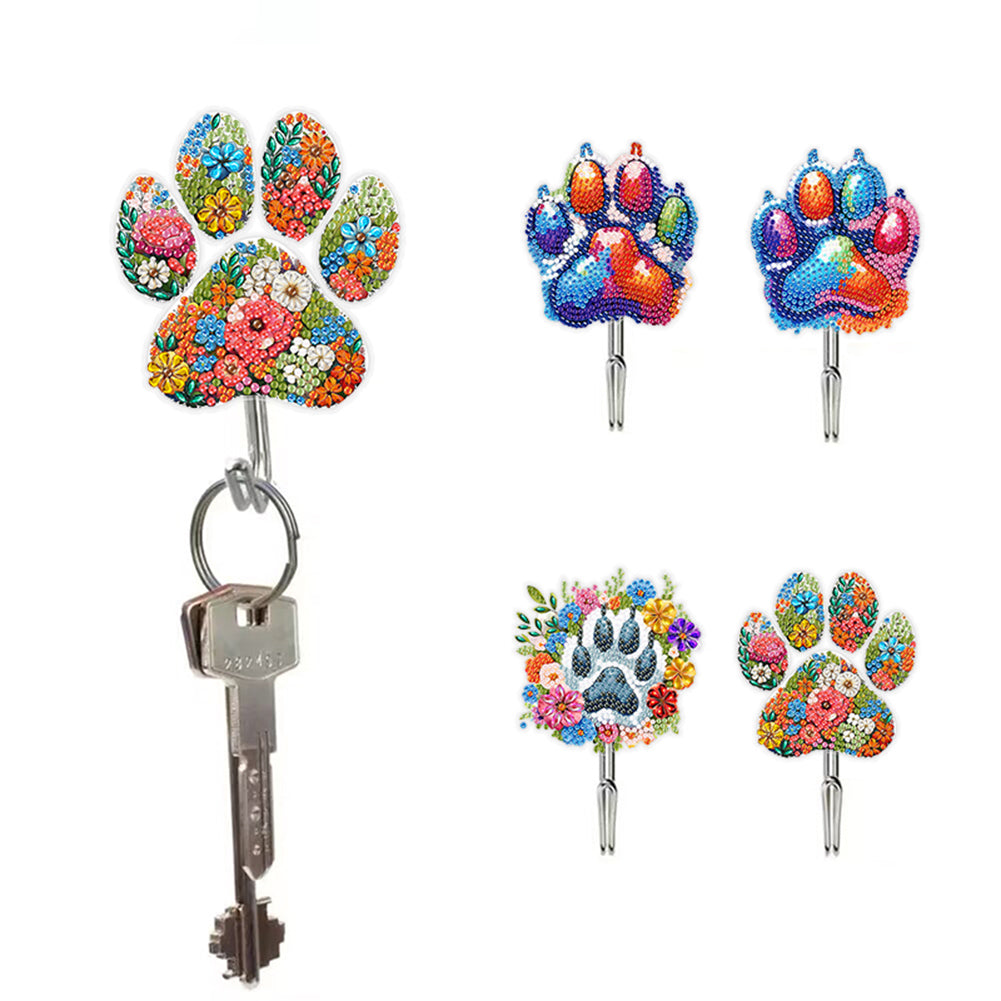 4Pcs Acrylic Cartoon Rhinestone Painting Keychain Hanger Diamond Painting Hooks