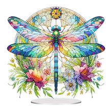 Load image into Gallery viewer, Acrylic Stained Glass Dragonfly Desktop Diamond Art Kits Home Bedroom Decoration
