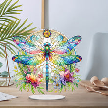 Load image into Gallery viewer, Acrylic Stained Glass Dragonfly Desktop Diamond Art Kits Home Bedroom Decoration
