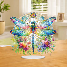 Load image into Gallery viewer, Acrylic Stained Glass Dragonfly Desktop Diamond Art Kits Home Bedroom Decoration
