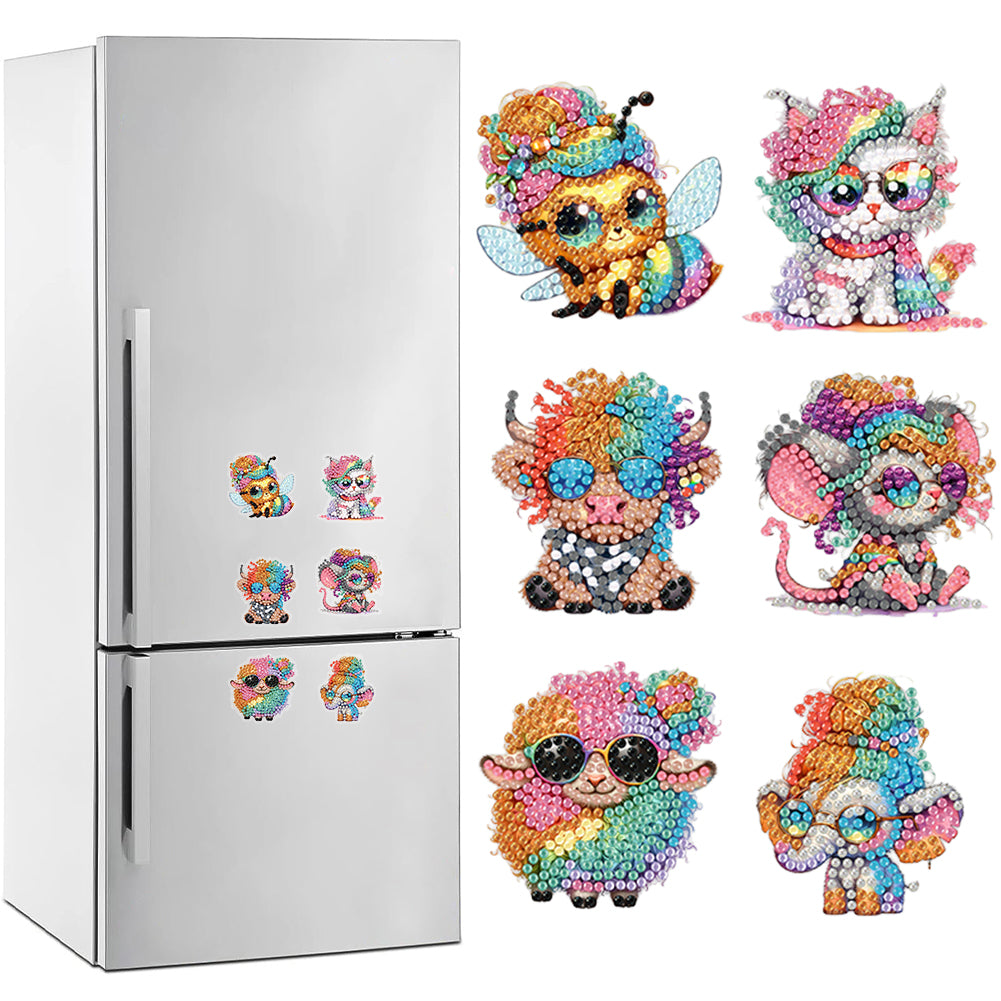 8Pcs Special Shape Cartoon Animal Diamond Painting Fridge Magnet Fridge Stickers