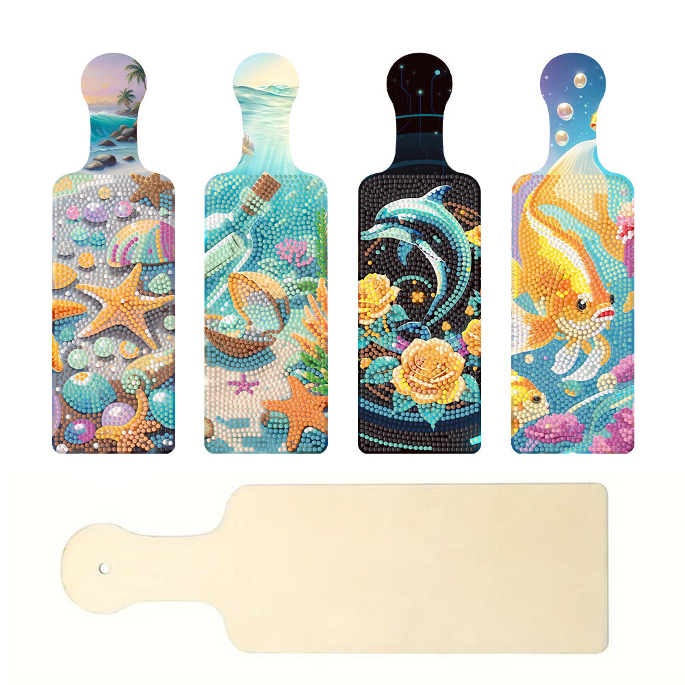 4Pcs Landscape Diamond Decorative Serving Tray Diamond Painting Tray Handicraft