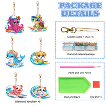 Load image into Gallery viewer, 6Pcs Acrylic Double Sided Summer Surf Animals Keyring Diamond Painting Keyring

